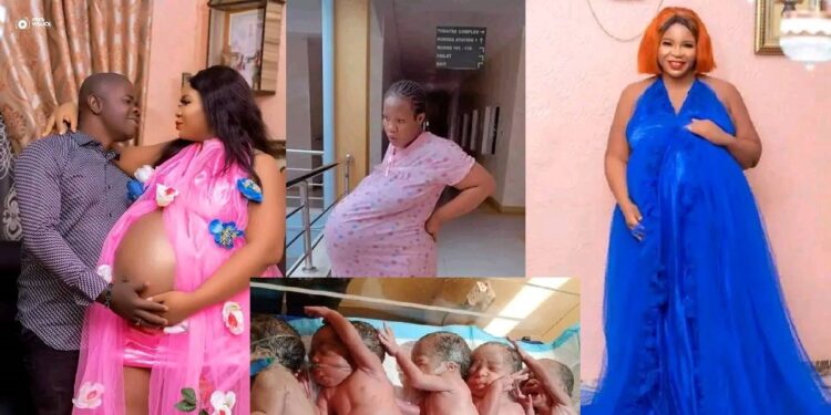 Nigerian woman welcome quintuplets (5 babies) after nine years of waiting