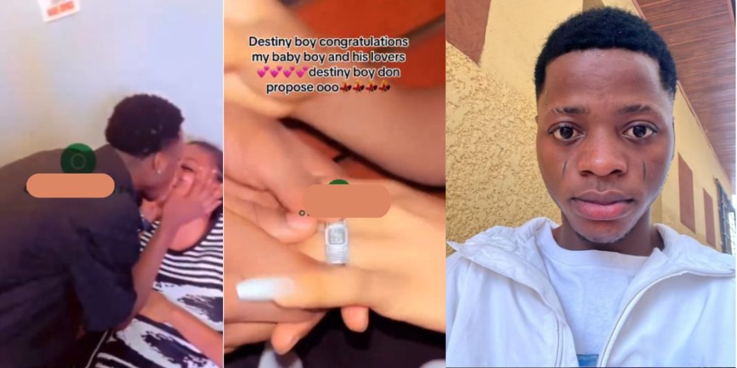 Destiny Boy proposes to lover with diamond ring